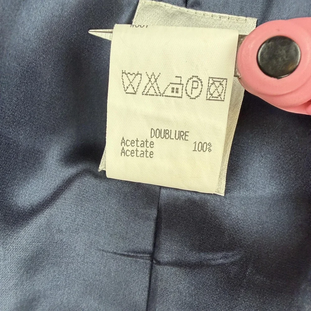Celine Coat Womens 40‎ Blue Wool Twill Long Single Breasted Overcoat Made France